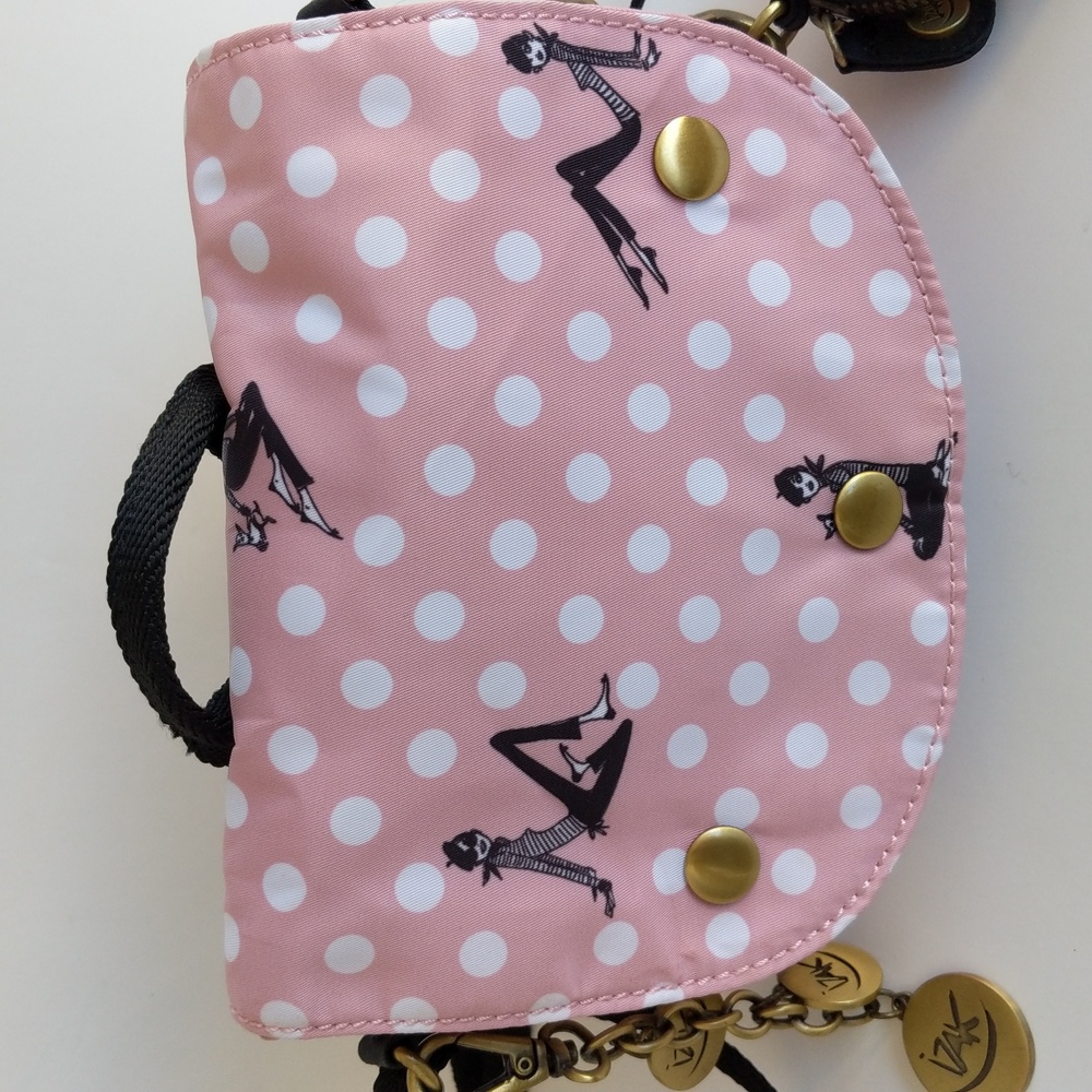 IZAK Pink Zazie Dots Flap Crossbody Bag, Coin Purse and Key Chain - Picture 4 of 15
